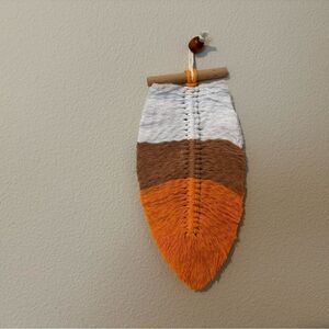 Macrame Feather Home Decor Wall Art Boho Home Wall Hanging Brown Orange
